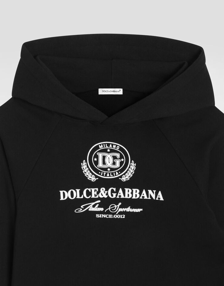 Dolce & Gabbana Jersey hoodie with DG print Black L4JWKZG7P2B