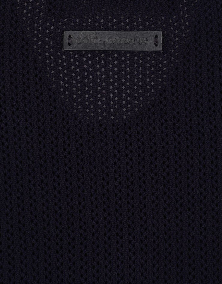 Dolce&Gabbana ポロスタイルセーター コットン ロゴラベル ブルー GXP68TJBCAB