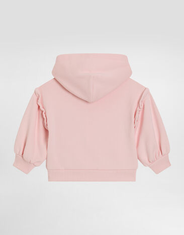 Dolce & Gabbana Hooded sweatshirt with leopard print and bow Pink L2JWCKG7PNM
