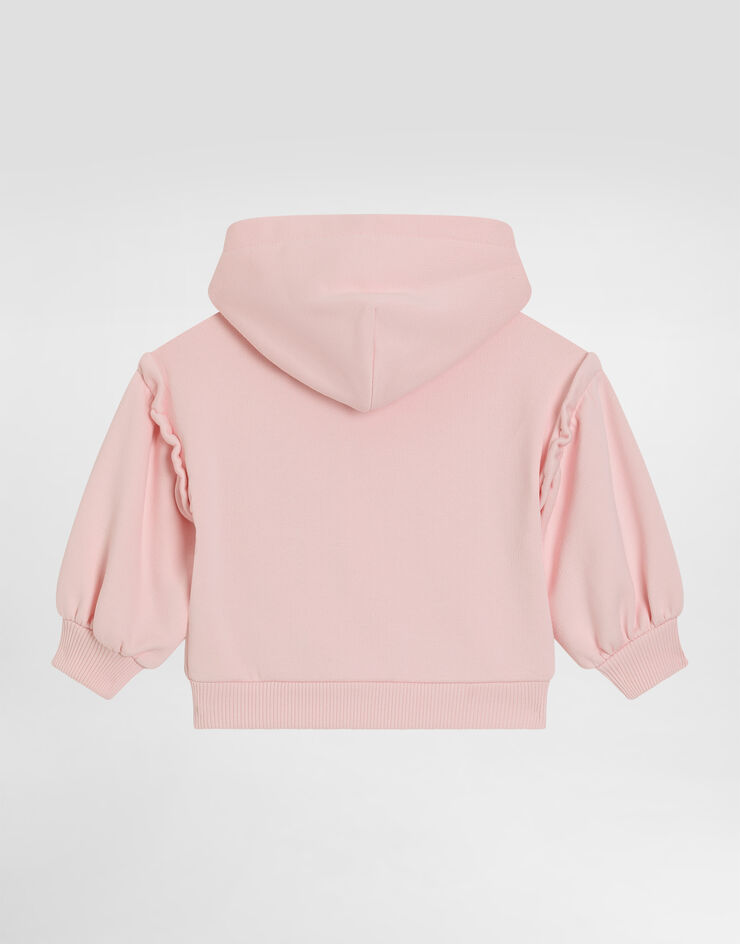 Dolce & Gabbana Hooded sweatshirt with leopard print and bow Pink L2JWCKG7PNM