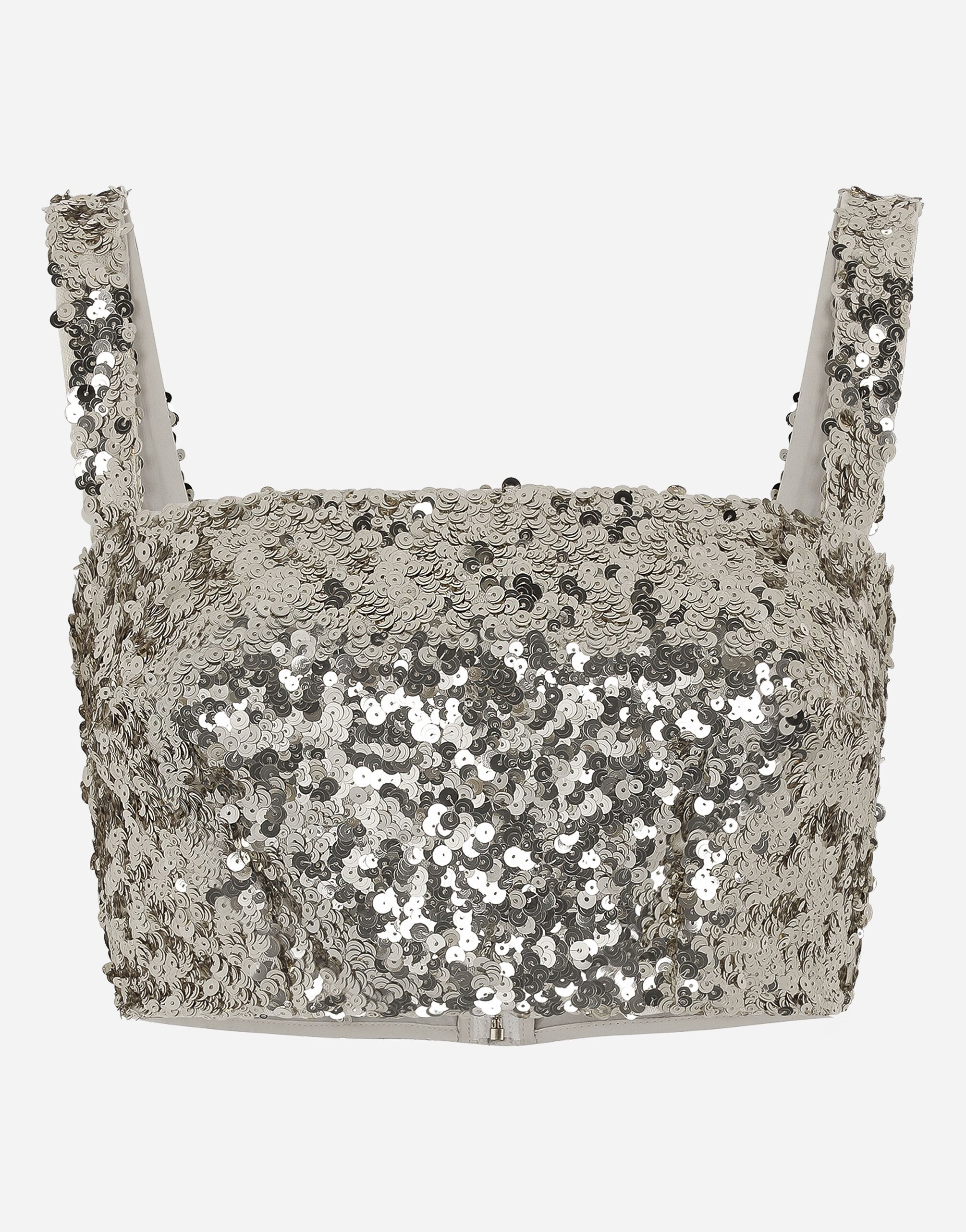 Sequined crop top with straps in Gold for Women