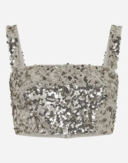 Dolce & Gabbana Sequined crop top with straps Gold F6DFCTFLMII