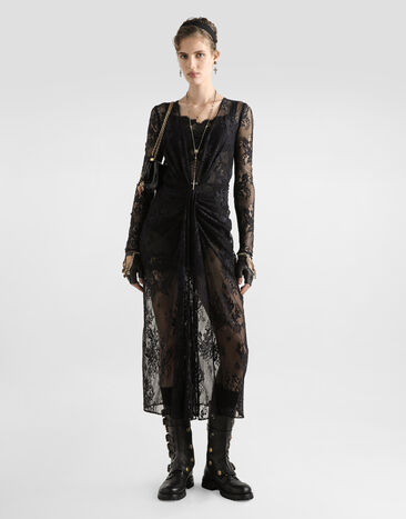 Dolce & Gabbana Floral lace dress Black F6TOITFLUCP