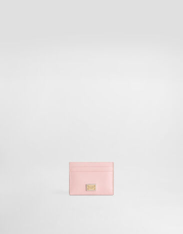 Dolce & Gabbana Calfskin card holder with plate Pink BI0330A1001