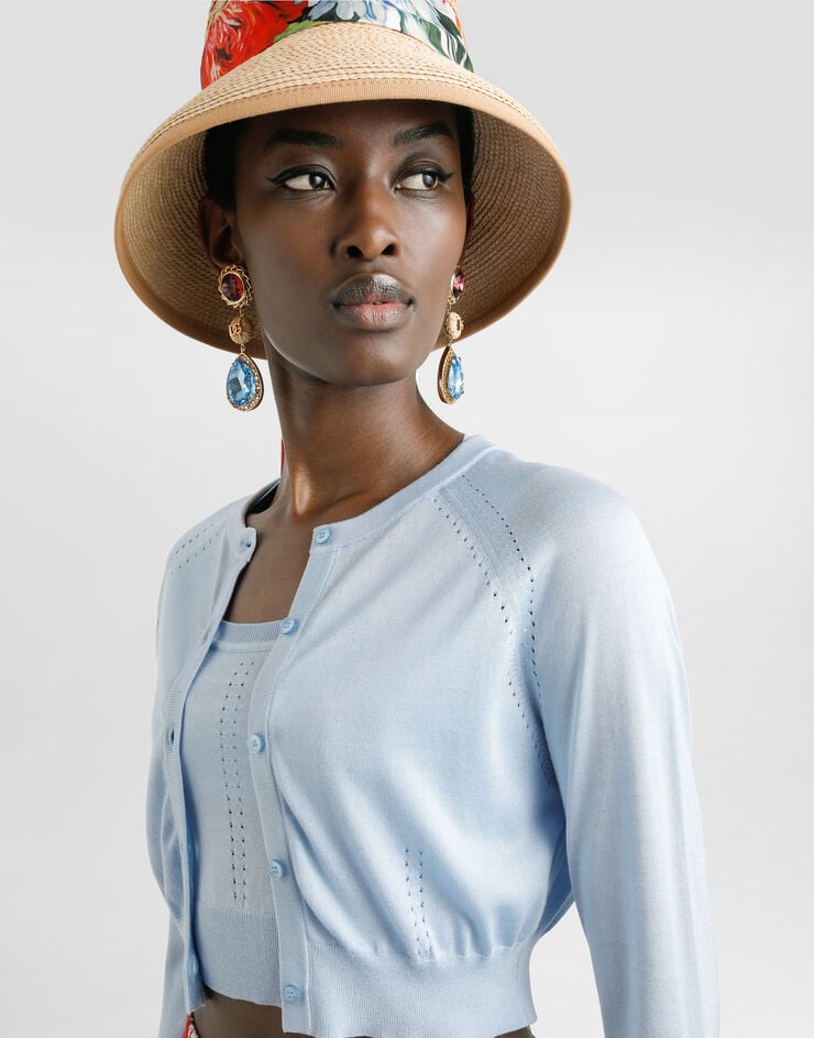 Dolce & Gabbana Silk cardigan Azure FXV99TJBSM0