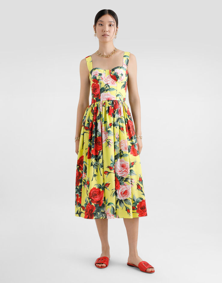 Dolce & Gabbana Short cotton sundress with gardenia print Print F6ZT1THS5TF