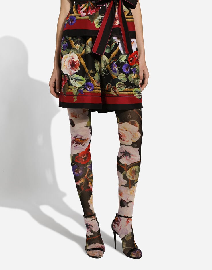 Dolce & Gabbana Shorts tipo pijama de sarga con estampado de rosaleda Estampado FTAM7THI1RG