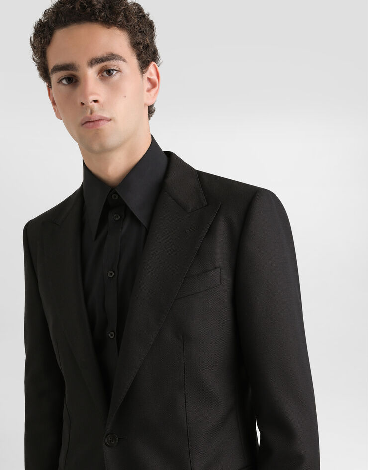 Dolce & Gabbana جاكيت صوف تاورمينا بصف أزرار مفرد أسود G2NW0TFU25E