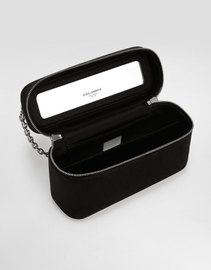 Dolce & Gabbana Sicily medium satin and pavé tubes shoulder bag Black BB7878BY656