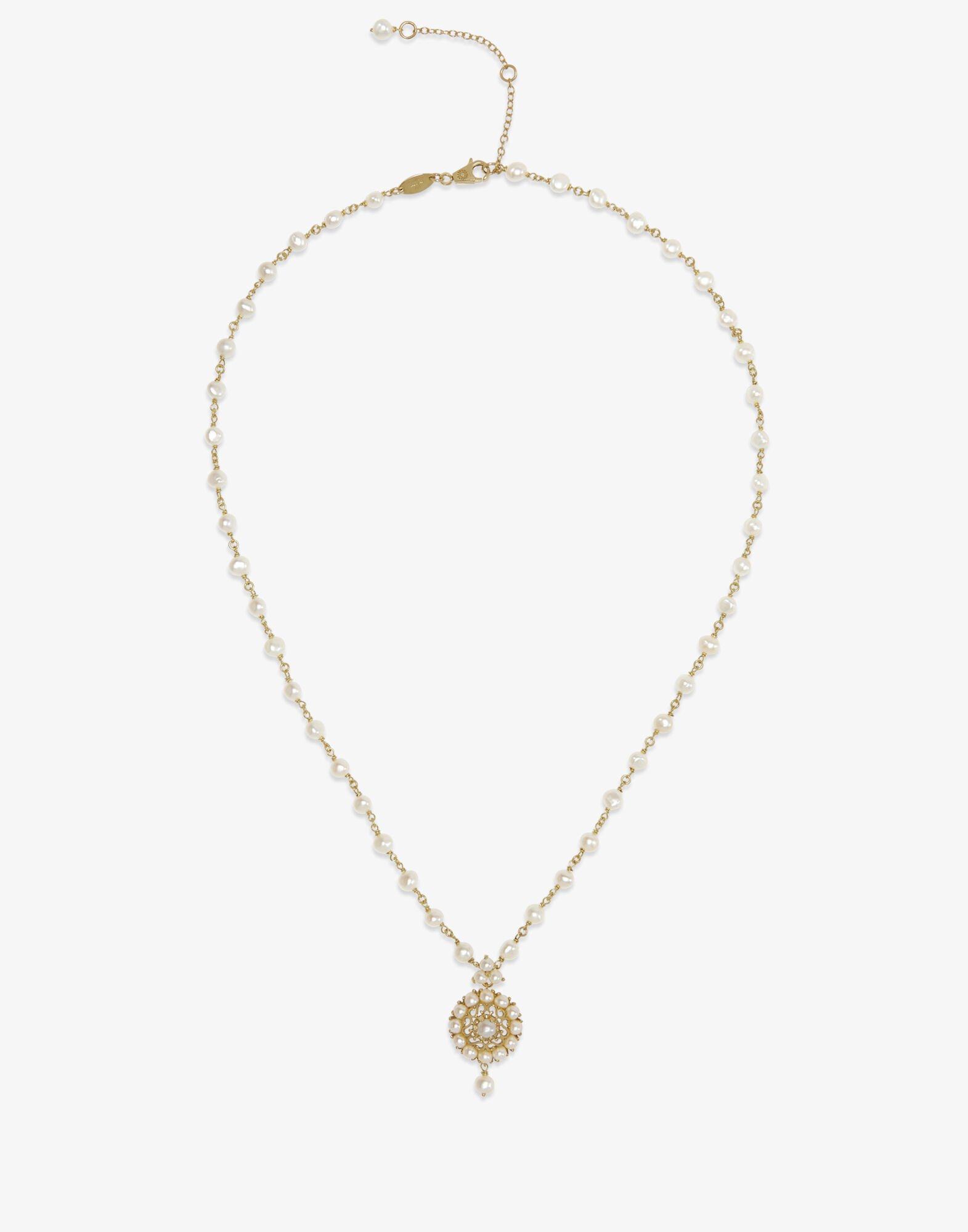 Dolce & Gabbana Romance necklace in yellow gold with pearls Black WWJC2SXCMDT
