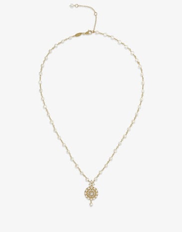 Dolce & Gabbana Romance necklace in yellow gold with pearls Black WWJC2SXCMDT