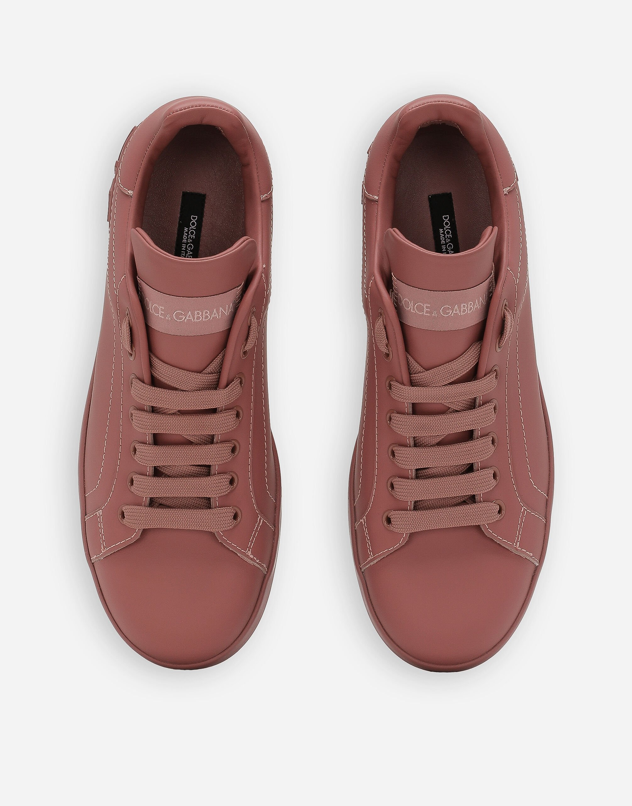 Calfskin Portofino sneakers in Pink for Women Dolce Gabbana