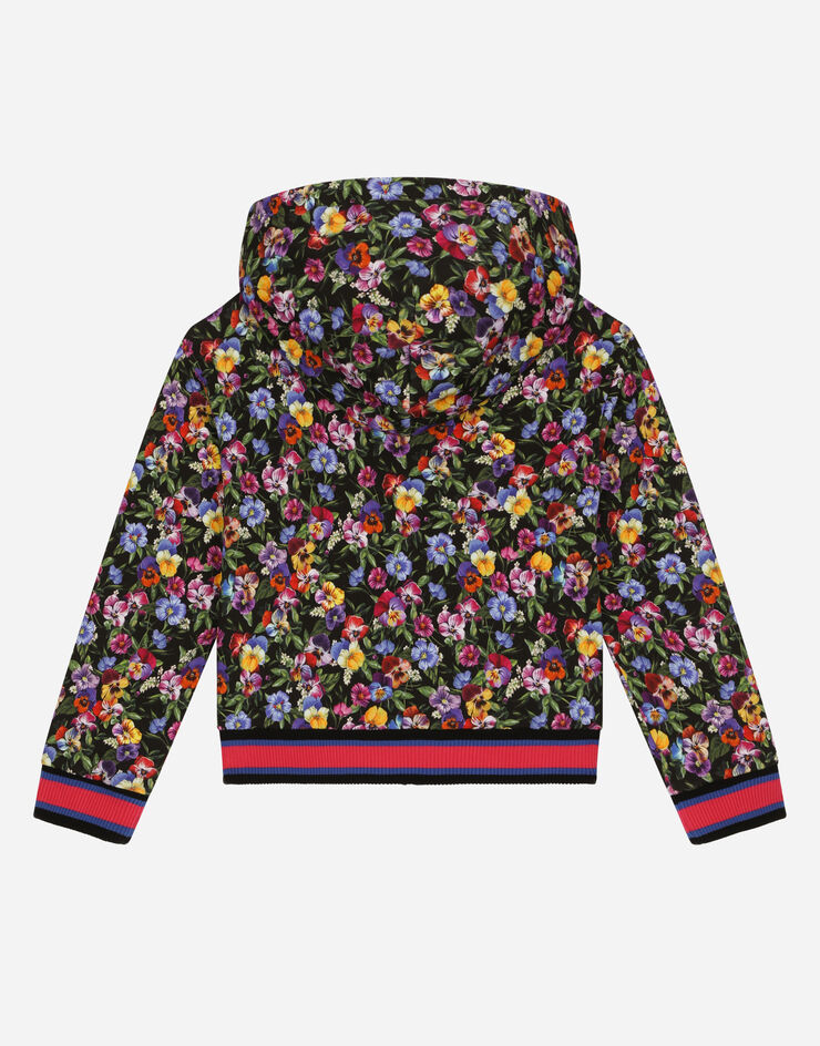Dolce&Gabbana Jersey hoodie with violet print Black L5JW9OHS7NL