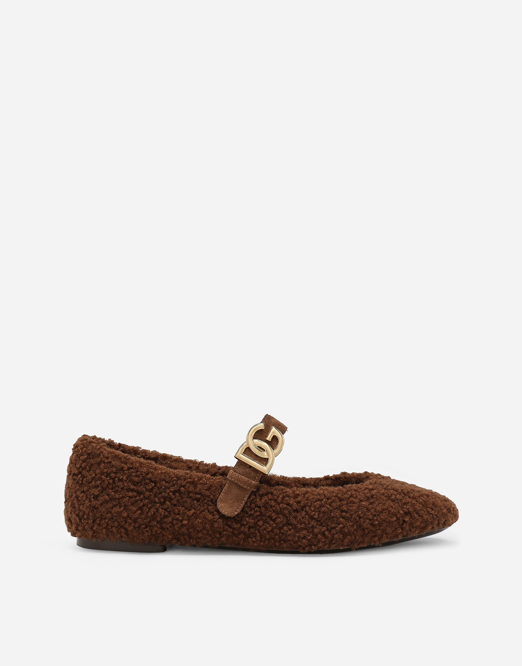 Faux fur ballet flats in Brown for Dolce Gabbana US