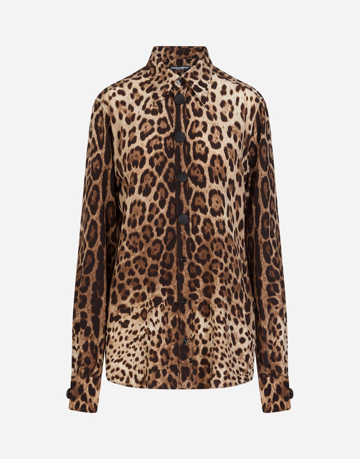 Dolce & Gabbana Crêpe de chine shirt with leopard print IMPRIMÉ ANIMALIER F5N20TFS1SY
