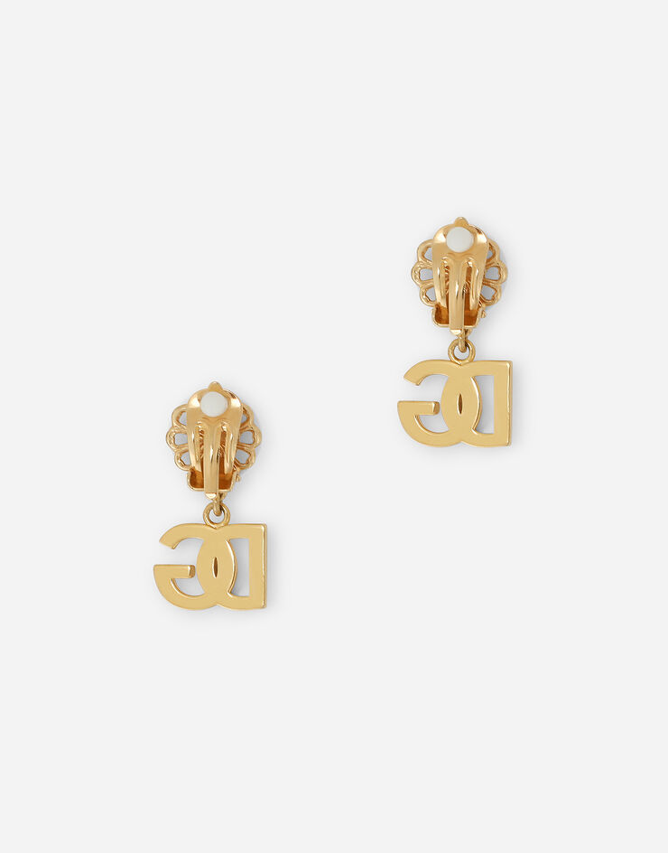 Dolce & Gabbana Earrings with DG logo and pearl Gold WEO2N1W1111