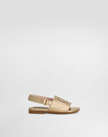Dolce & Gabbana Foiled calfskin sandals with cut-out DG logo Gold D20100A1253