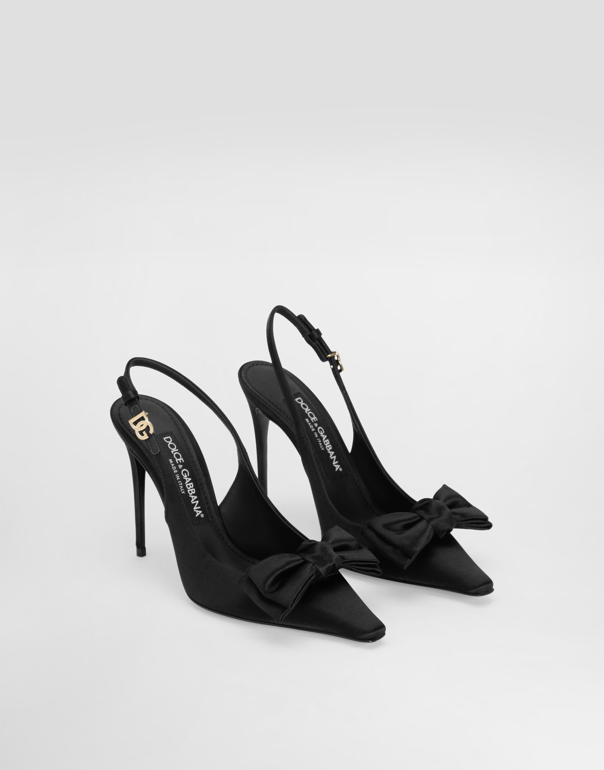 Satin slingbacks with bow detail in Black for Women