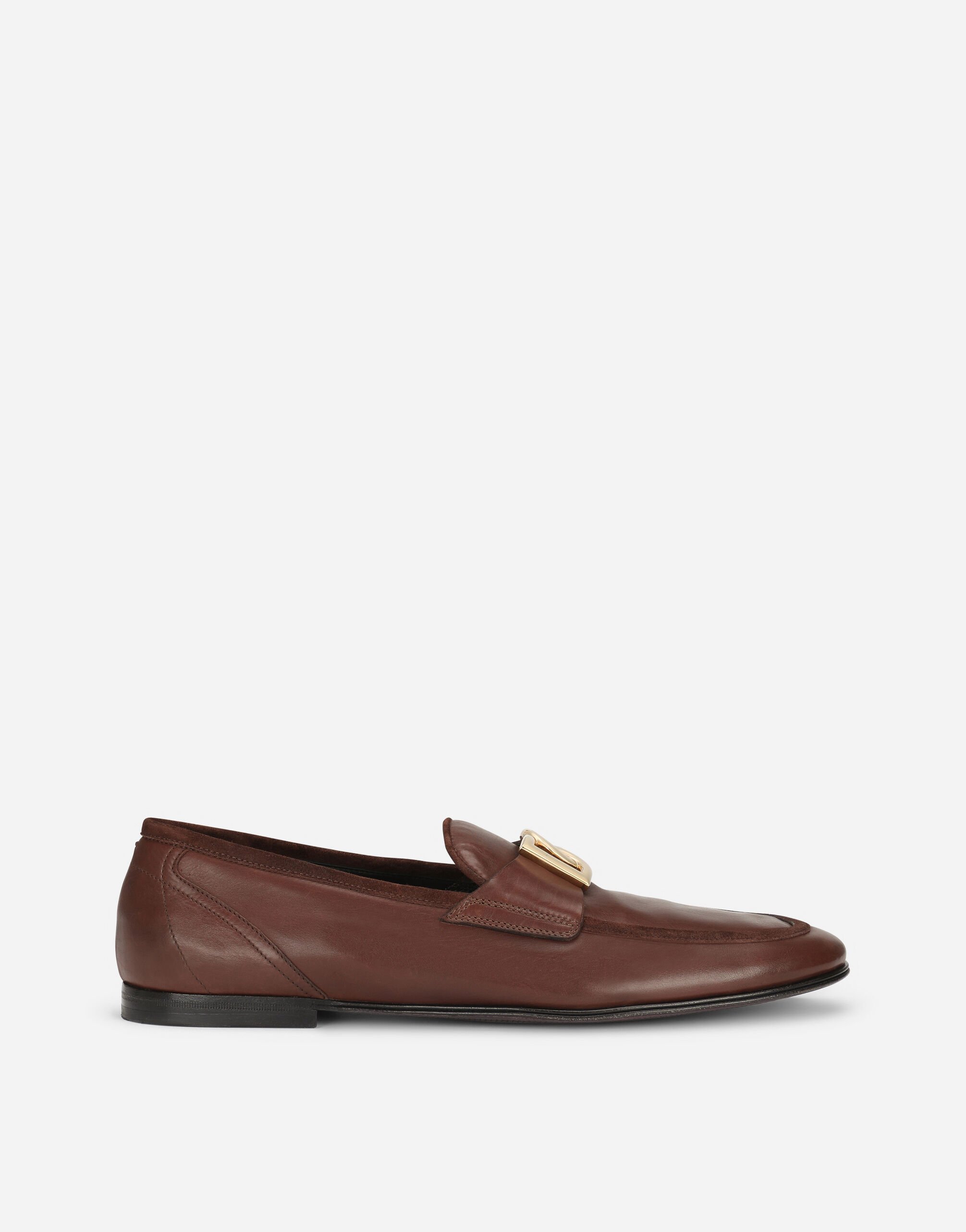 Dolce & Gabbana Slippers en cuir de veau Noir A30248AQ237