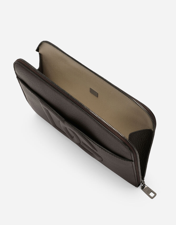 Dolce & Gabbana Cartera de mano mediana en piel de ciervo Marrón BM2338A8034