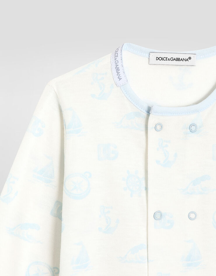 Dolce & Gabbana 3-piece jersey gift set with compass print Azure L1JOAJG7O1P