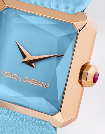 Dolce & Gabbana Uhr Sofia aus 18 Karat Rotgold mit Seidenarmband Dolce & Gabbana Uhr Sofia aus 18 Karat Rotgold mit Seidenarmband HIMMELBLAU WWFC2GXCKCT