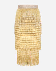 Dolce&Gabbana Lace midi skirt with sequined fringing Gold F4CRVTFURMT