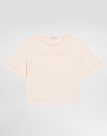Dolce & Gabbana Jerseyt-shirt with Dolce&Gabbana laser logo Pink L5JTNLG7PIA