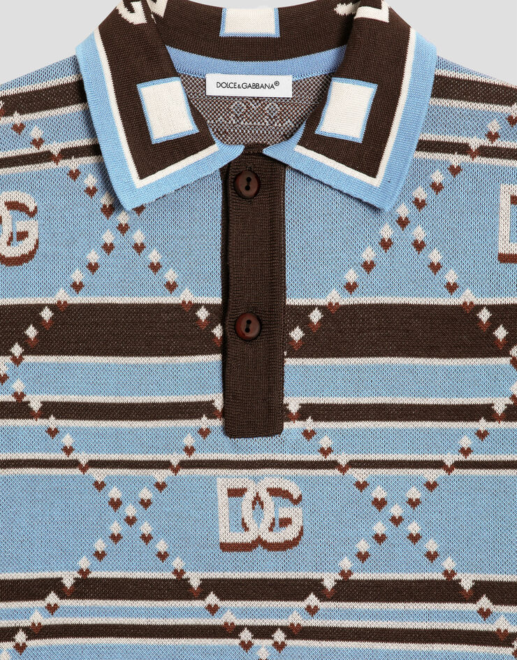 Dolce & Gabbana Striped jacquard polo shirt Multicolor L4KWH4JBCHG