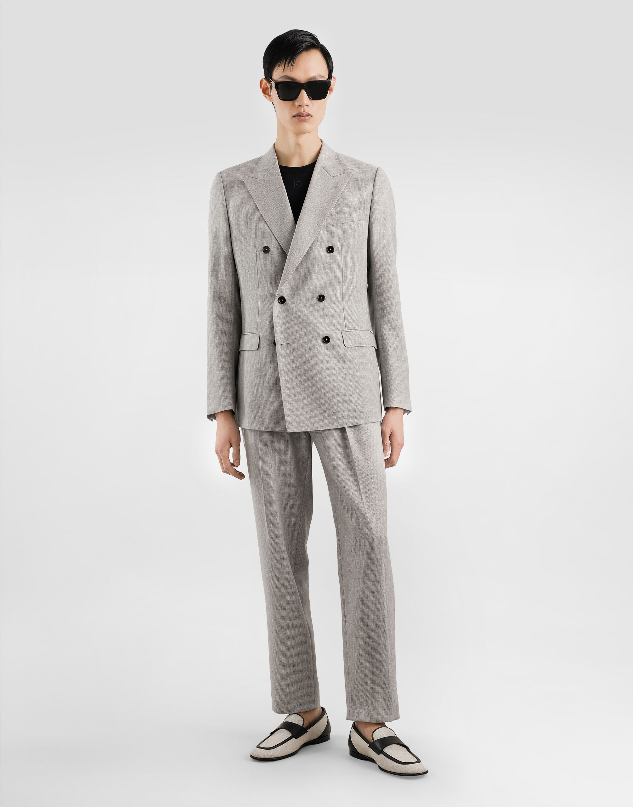 Double-breasted taormina wool jacket in Grey for Men