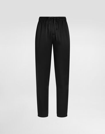 Dolce & Gabbana Silk pajama pants with logo embroidery Black GVCRAZFU1AU