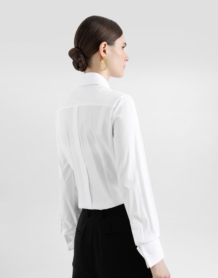Dolce & Gabbana Stretch poplin tuxedo shirt White F5K50TFUEEE