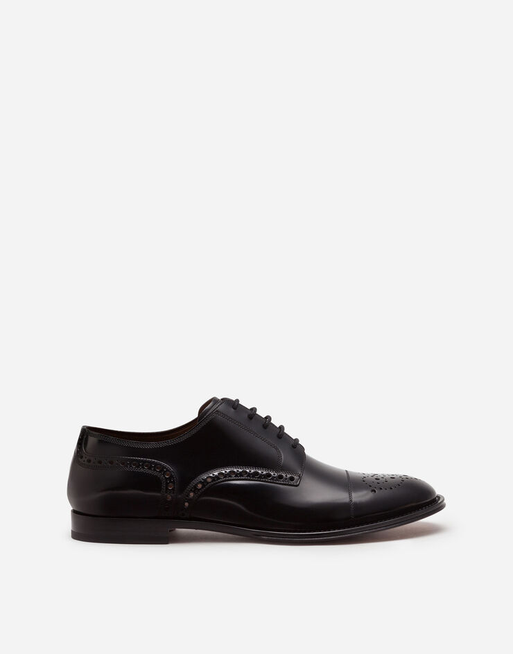 Dolce & Gabbana Full brogue derby in antik calfskin NOIR/MARRON A10553AX161