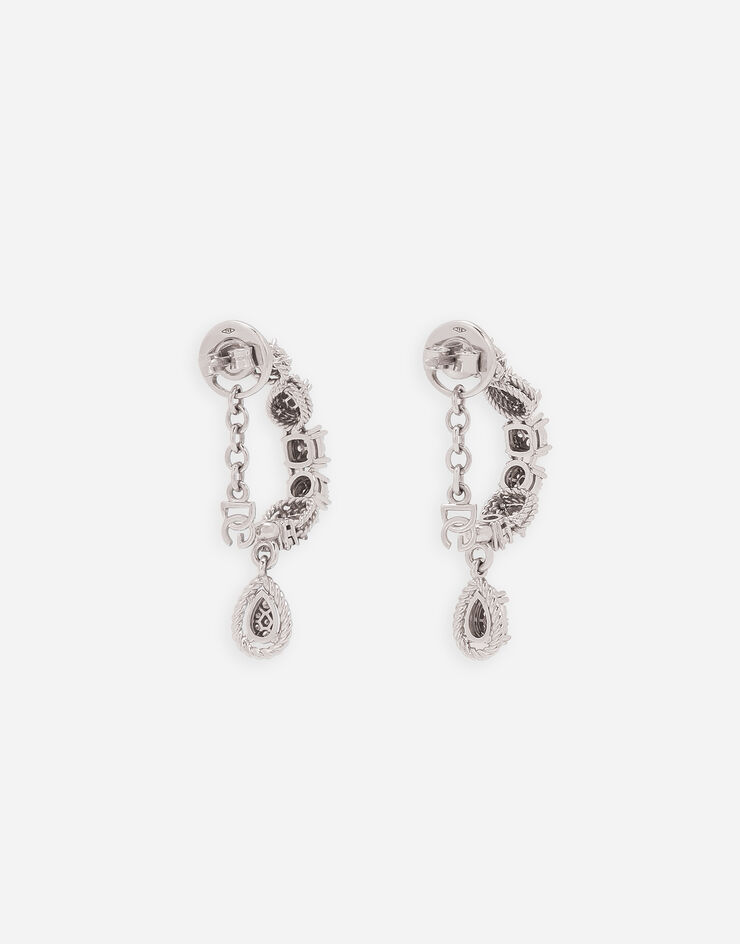 Dolce & Gabbana Pendientes Easy Diamond en oro blanco de 18 kt con pavé de diamantes Blanco WEQD1GWPAVE