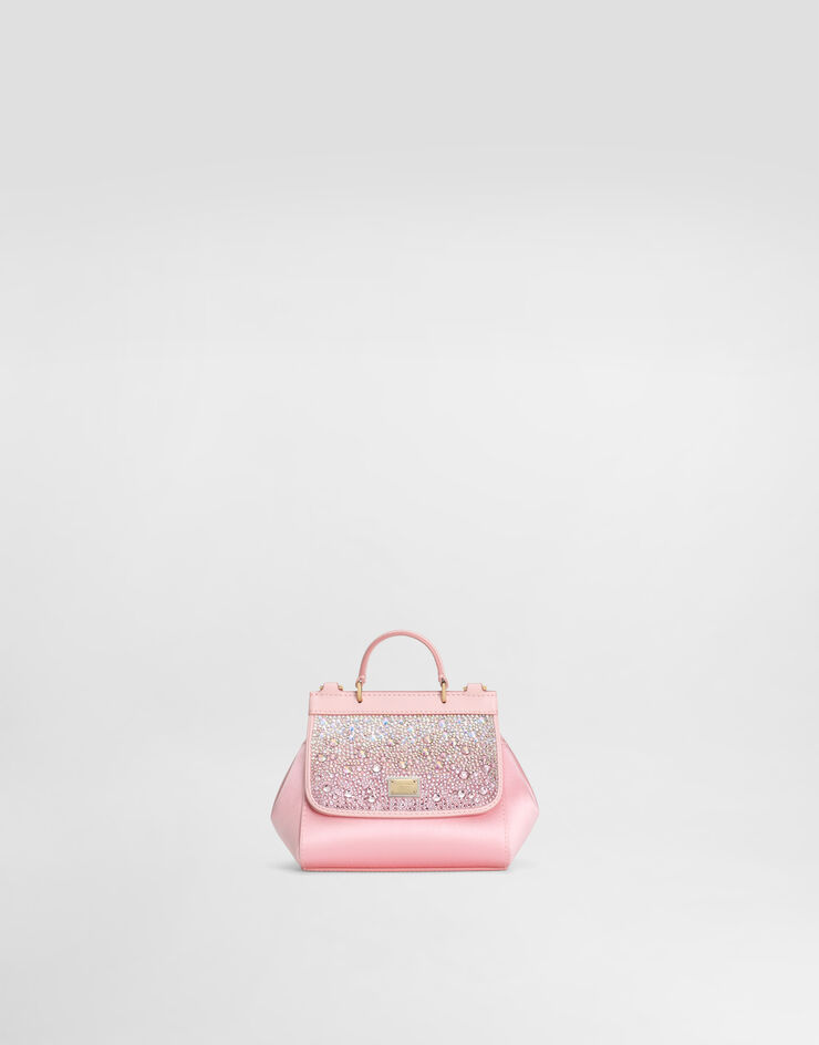 Dolce & Gabbana Bolso bandolera Sicily de raso y detalles de termostrass con efecto degradado Rosa EB0003AU557
