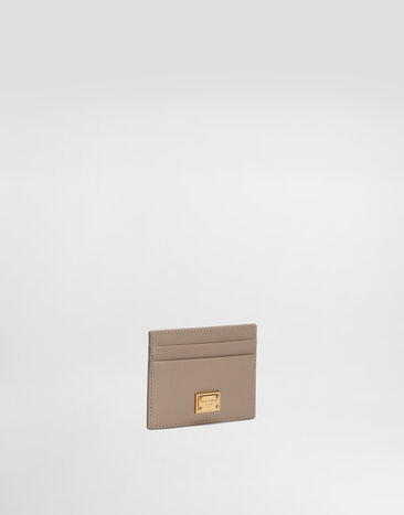 Dolce & Gabbana Tarjetero de piel de becerro plongé Beige BI0330A9S25