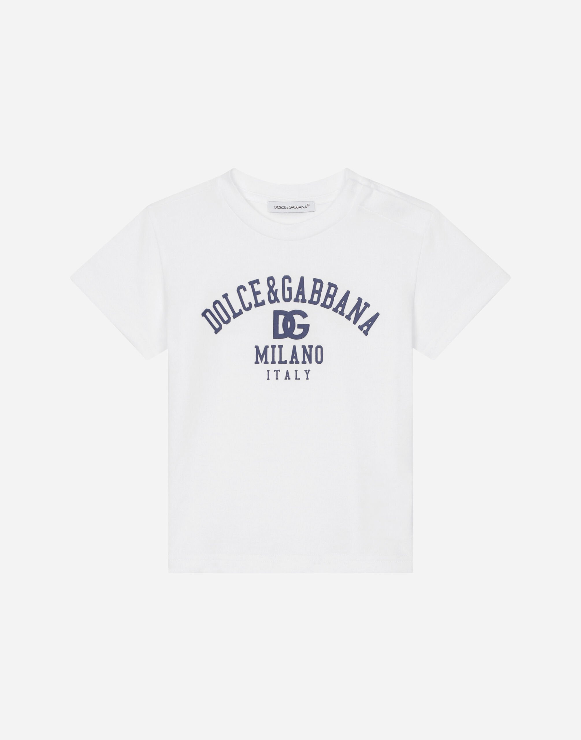 DolceGabbanaSpa Jersey T-shirt with logo print Azure L1JB6DISMFZ