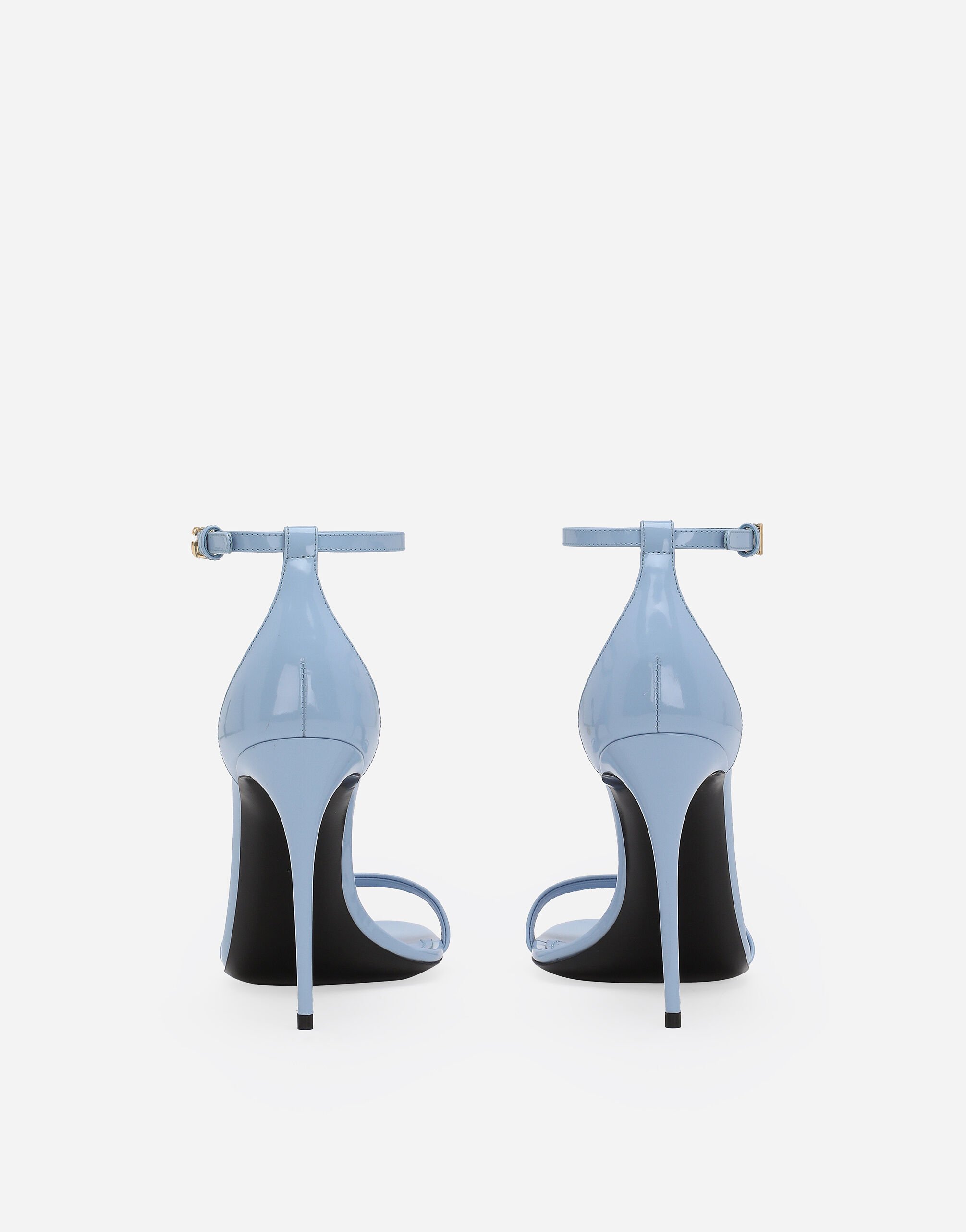 Polished calfskin sandals in Light Blue for Women