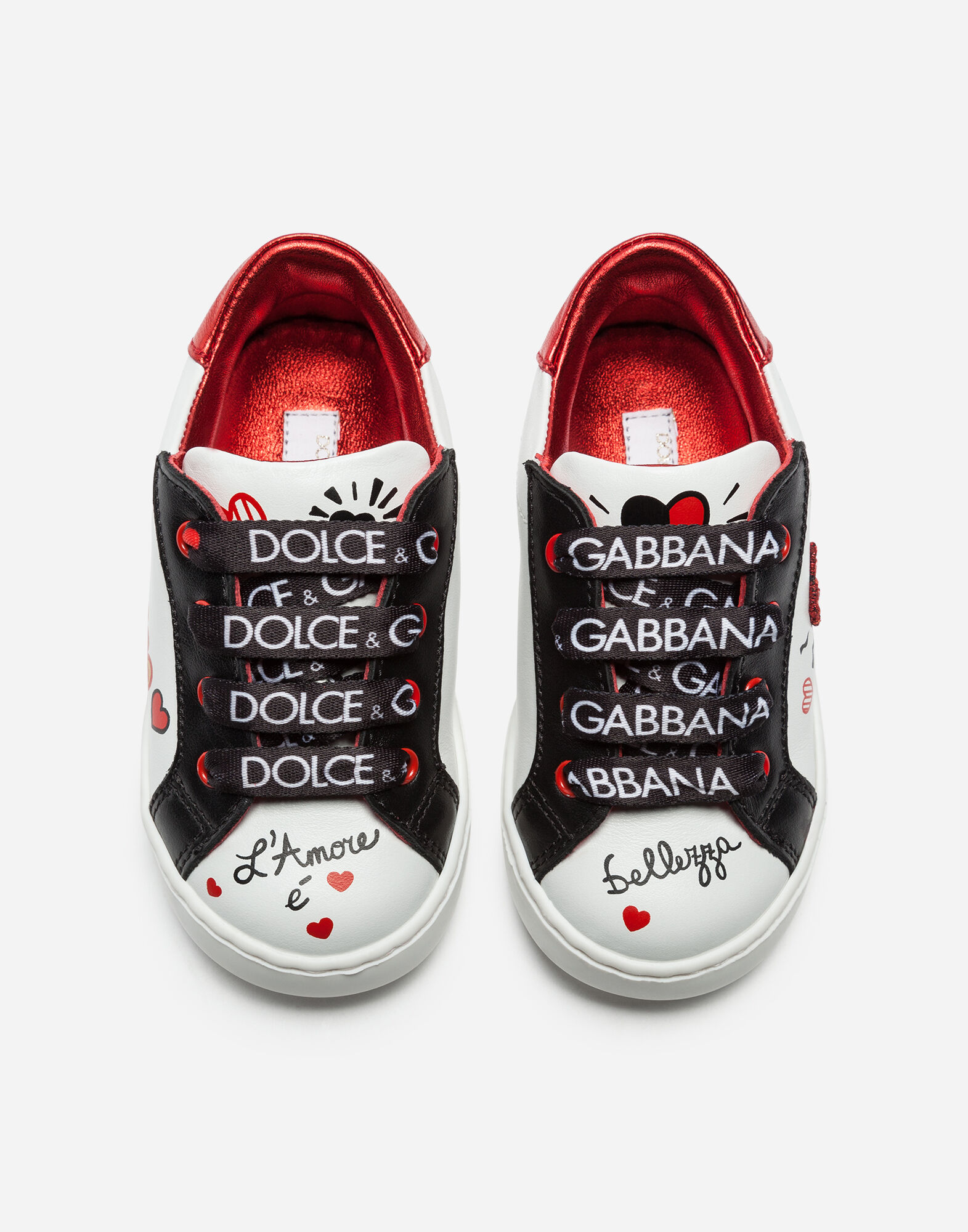 Calfskin sneakers with DG Amore logo in WHITE for Dolce Gabbana US