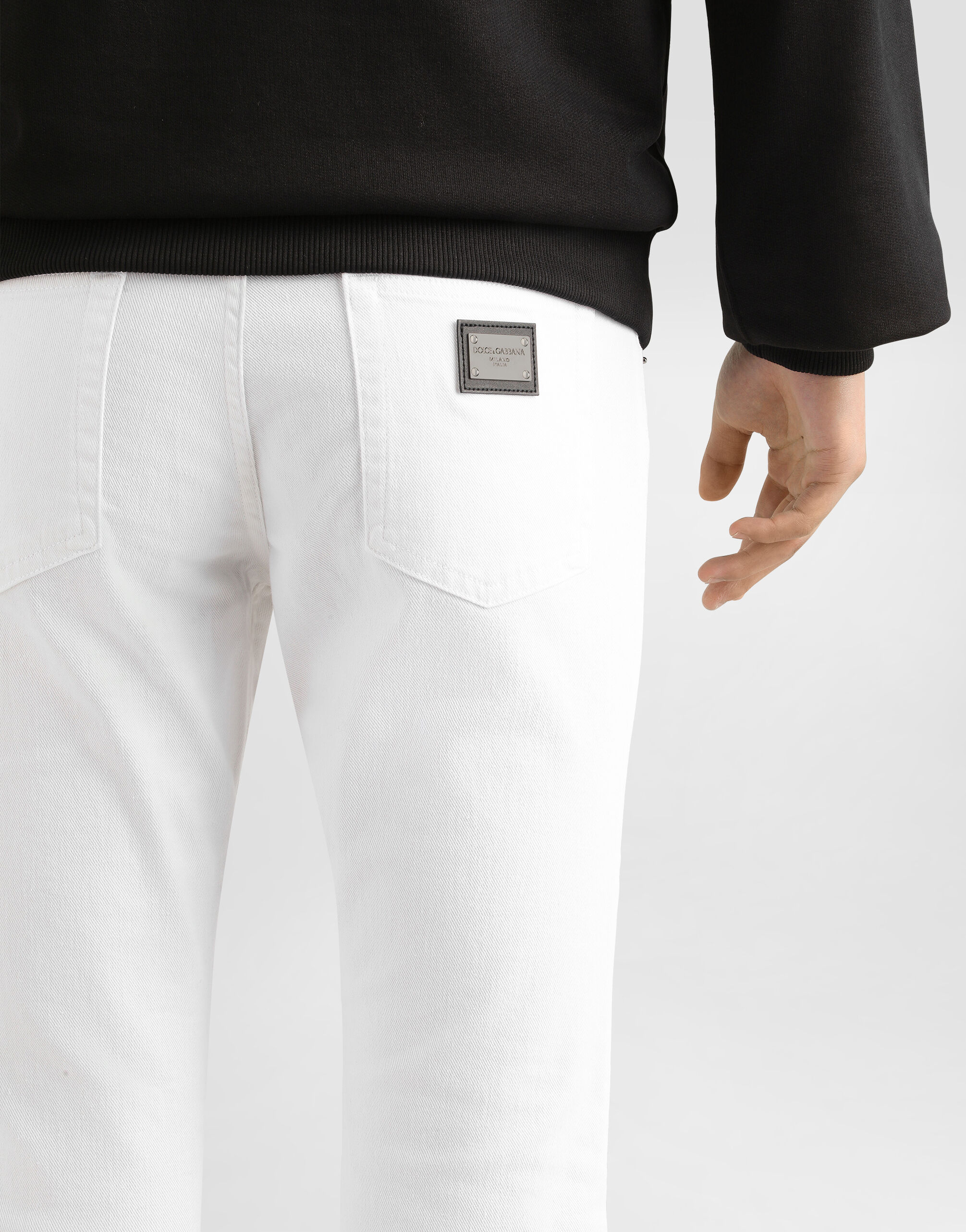 White regular stretch jeans in Multicolor for Men | Dolce&Gabbana®