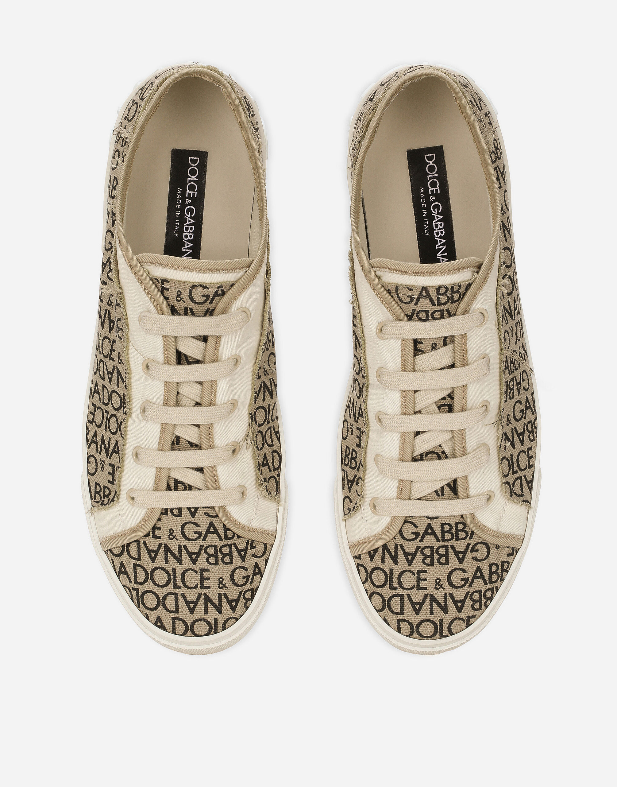Printed canvas Portofino Vintage sneakers in Beige for for Men