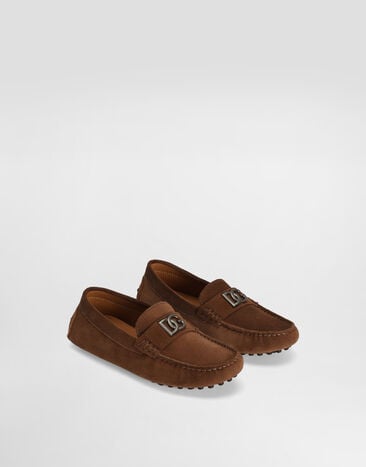 Dolce&Gabbana Split leather loafers with DG logo Beige DA5268A1250