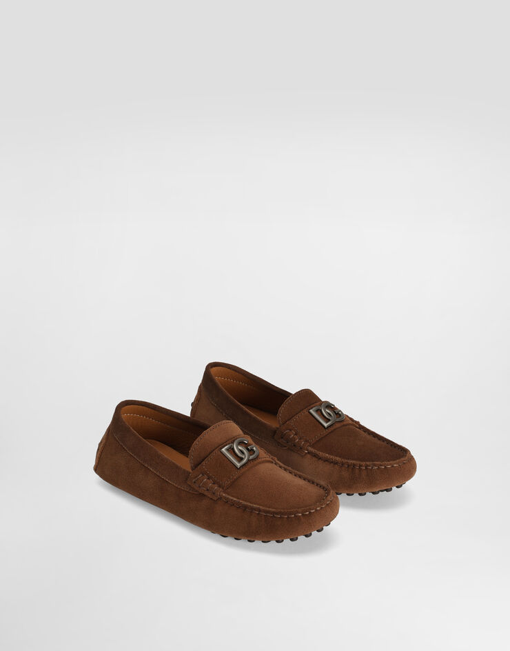 Dolce & Gabbana Split leather loafers with DG logo Beige DA5268A1250