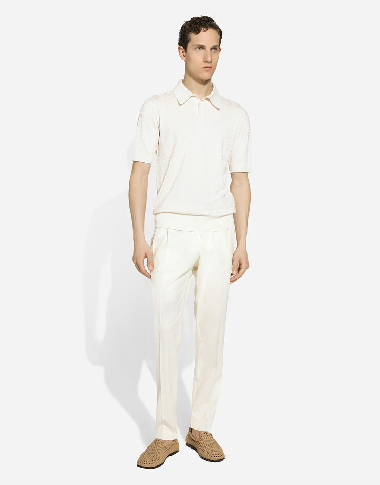 Dolce & Gabbana Silk jacquard polo-shirt with DG logo White GXZ15TJBSKE