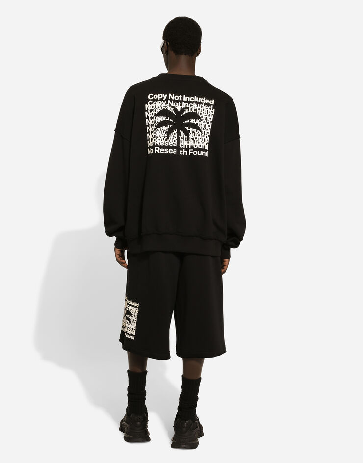 Dolce & Gabbana Round-neck sweatshirt with banana tree print Black G9ARDTG7K1S
