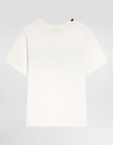 Dolce & Gabbana T-Shirt aus Jersey mit Patch Dolce&Gabbana White L4JTHUG7P0T