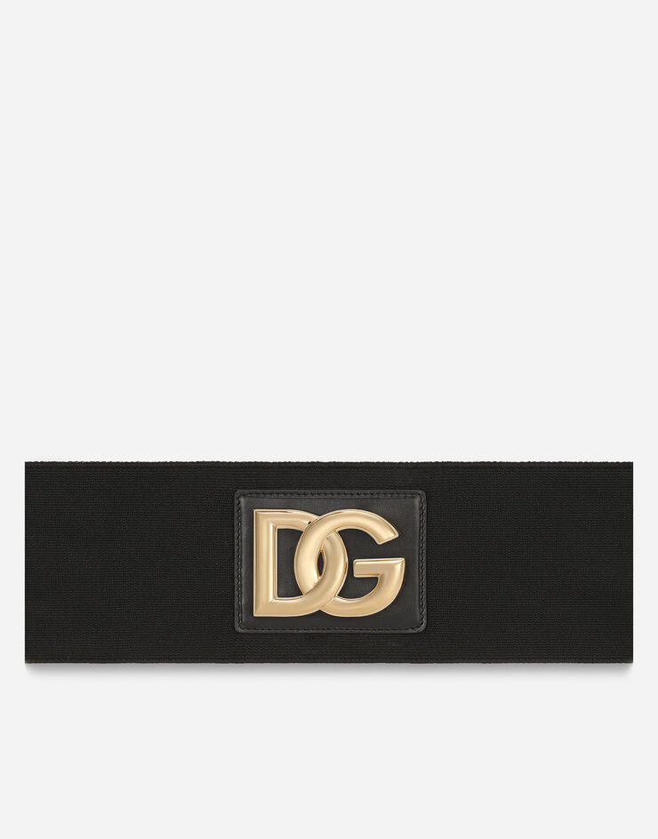 Dolce & Gabbana DG 徽标装饰弹力饰带腰带 黑 BE1457AQ271
