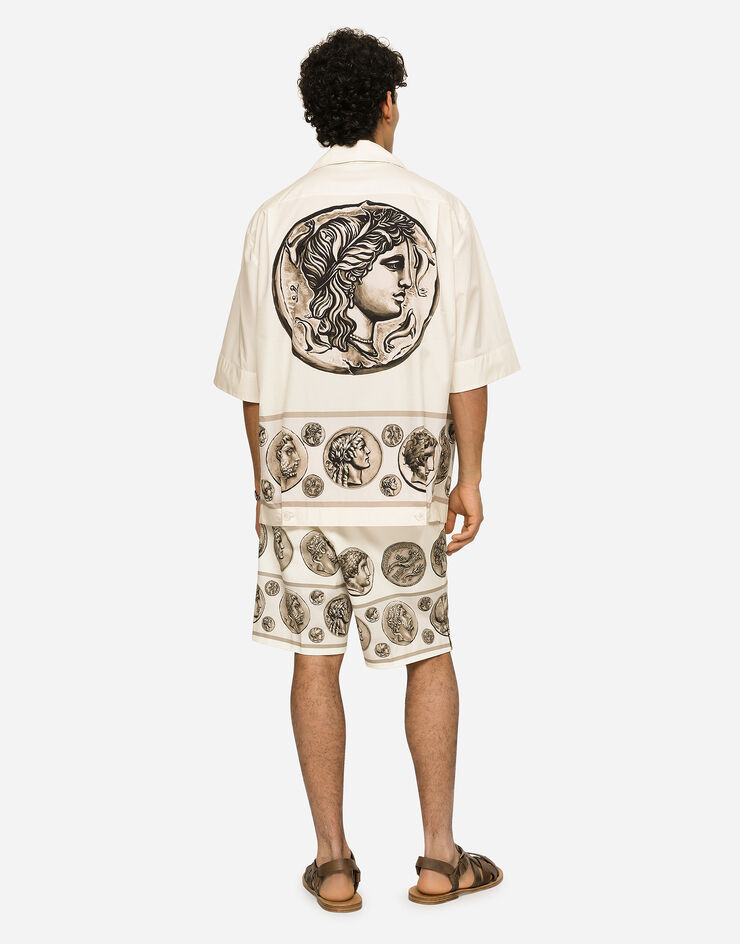 Dolce&Gabbana Coin print poplin Hawaiian shirt White G5LC9TFI5GR