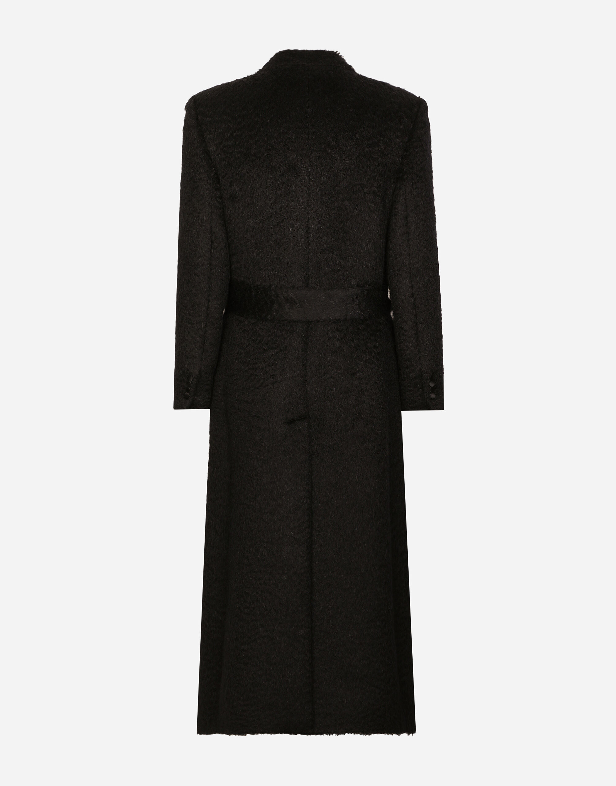 Belted oversize wool coat in Black for Men Dolce Gabbana US
