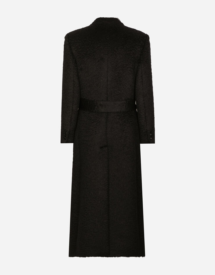 Dolce & Gabbana معطف صوف فضفاض بحزام أسود G047RTFUZC9